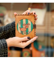 Köpek Kemik Figürlü Küçük Cüzdan Etnik Bohem Retro Style - Hardal