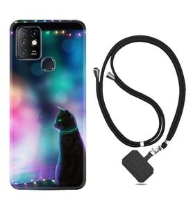 INFINIX Hot 8 9 10 11S Hot 10 Play 10T Kılıf Boyun Askılı Silikon Window Cat 1787