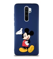 Xiaomi Redmi Note 8 Pro Soft Premier Kapak Mickey Mouse-C Tasarımlı Silikon Kılıf - Lacivert (Şeffaf)
