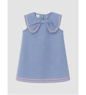 LCW Kids İndigo Fiyonklu Kız Çocuk Jean Elbise