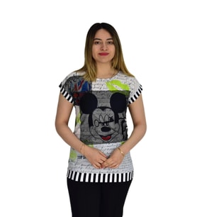 Kadım Fileli Baskılı Tişört MK-18345 (Yeşil)