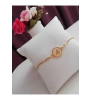 Altın Sedef Ayarlanabilir Kadın Gold Asansörlü A Harf Bileklik (Karışık)
