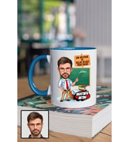 Erkek Din Kültürü Öğretmenine Hediye Karikatürlü Mavi Kupa Bardak