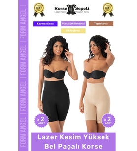 #Korse Kaymayı Önleyen 2 Beden Küçülten Toparlayıcı Lazer Kesim Yüksek Bel Paçalı Korse 4'lü Set