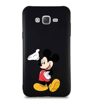 Samsung Galaxy J7 Soft Premier Kapak Mickey Mouse-C Tasarımlı Silikon Kılıf - Siyah (Şeffaf)
