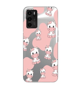 Oppo A55 Uyumlu İnek Desenli Şeffaf Telefon Kılıfı