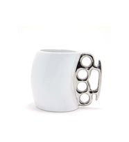 Porselen Beş Parmak Tasarımlı Kupa Bardak Beyaz