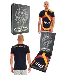 Galatasaray Orijinal Lisanslı Unisex Siyah Arma T-Shirt Hediyelik Ahşap Kutulu (Siyah)