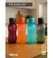 Suluk 4'lü Set Su Şişesi BPA Free Okul Suluğu PP-5 Suluk Spor Okul Ofis Suluğu 900 ml