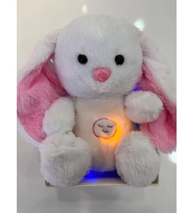 30Cm Nefes Alan Uyku Arkadaşı  Sesli Işıklı Kulakları Hareketli Yumuşacık Peluş Sevgili Hediye (Beyaz)
