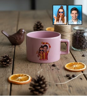 Kişiye Özel Karikatürlü Sarı Kırmızı Taraftar Sevgiliye Hediye Lüks Pastel Fincan Sevgililer Günü Hediyesi