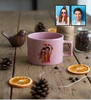 Kişiye Özel Karikatürlü Sarı Kırmızı Taraftar Sevgiliye Hediye Lüks Pastel Fincan Sevgililer Günü Hediyesi