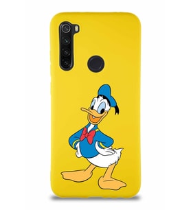 Xiaomi Redmi Note 8 Soft Premier Kapak Donald Duck-C Tasarımlı Silikon Kılıf - Sarı (Şeffaf)