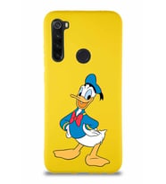 Xiaomi Redmi Note 8 Soft Premier Kapak Donald Duck-C Tasarımlı Silikon Kılıf - Sarı (Şeffaf)