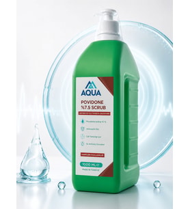 AQUA MED Poviodine %7.5 Scrub Antiseptik Sıvı Sabun 1000 ML Bakım Hijyen Solüsyonu Cerrahi Klinik El Yara Bölge Temizliği El Cilt Antiseptiği