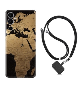 Tecno Pova 4 Kılıf Silikon Boyun Askılı İpli Desenli Silikon Map Planet 1656