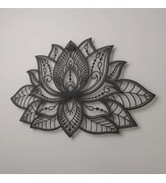 3D Lotus Mandala Metal Duvar Tablosu - AMD6480 (Siyah)
