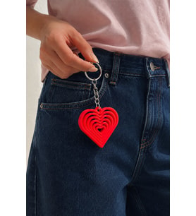 3Dmarketi Kırmızı Kalp Anahtarlık Charm