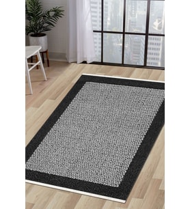 Dijidekor Halı Antrasit Cool KR4040 Saçaklı Kaymaz Kesme İnce Yolluk Kilim Salon Halısı Modelleri