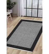 Dijidekor Halı Antrasit Cool KR4040 Saçaklı Kaymaz Kesme İnce Yolluk Kilim Salon Halısı Modelleri