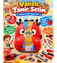 Oyuncak Çekçek Valizli Aksesuarlı Makyaj Doktor Tamir Set Taşınabilir Tekerlekli Renkli Çantalı Bavul Güzellik Eğitici Meslek Seti 50x25 Cm