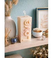 Mumelia Candles Love Pop - Doğal Soya Blok Dekoratif Mum - Krem