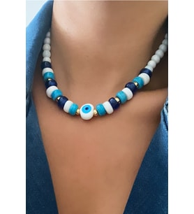 Cam Boncuk ve Doğal Taş Kolye