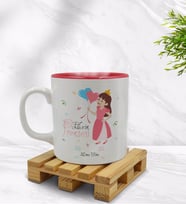 BK Gift Kişiye Özel Evin Prensesi Tasarımlı İçi Kırmızı Renkli Kupa Bardak Model 2