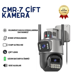 CMR7 Çift Kameralı Mini Kamera  Full HD Çift Açı Kayıt  Type-C Uyumlu Kompakt Vlog & Güvenlik Kamerası