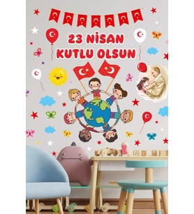 23 Nisan Ulusal Egemenlik Ve Çocuk Bayramı Atatürk Cam Kapı Duvar Sticker Seti