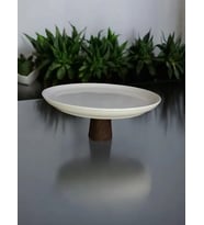AHŞAP AYAKLI PORSOLEN SUNUM & DEKOR STANDI (25CM) (Pamuk Beyaz)