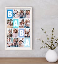 BK Gift Kişiye Özel Baba Temalı Dekoratif Ahşap Beyaz Çerçeveli Tablo 40x25cm-1