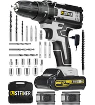 Steiner Alman 198 Vf 10 Ah Darbeli Metal Dişli Şanzıman Çift Akülü Şarjlı Vidalama Matkap 24 Parça U