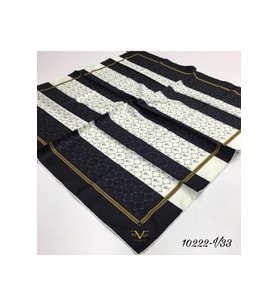 Çizgili Desen Black Seri Twill Eşarp Eşarp Askısı ile Birlikte 90x90 cm Siyah Kr