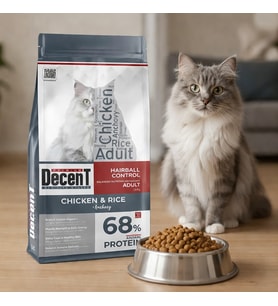 Decent Tavuklu Yetişkin Kedi Maması 1,5 Kg Hairball Control Tavuk & Pirinç Yetişkin Kedi Maması