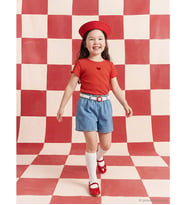 LCW Kids İndigo Beli Kemerli Kız Çocuk Jean Şort