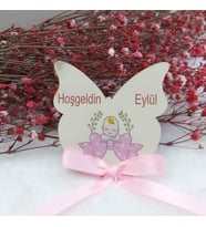 Hayaller Dükkanı 30 Adet Kelebek Şekinde Balon Baskılı Ahşap Bebek Magnetleri Uv Baskı