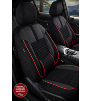 Mercedes-Benz E W211 Shadow Siyah Kırmızı Tay Tüyü Oto Koltuk Kılıfı Tam Set-Kolay Montaj-Terletmez-Ortopedik 2001-2009