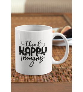 Motivasyon Bardağı Think Happy Thoughts Baskılı Kupa Bardak