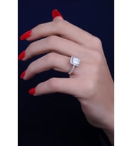 ENCİLİ SİLVER 925 Ayar Gümüş Baget Model Taş Detaylı Kadın Yüzük