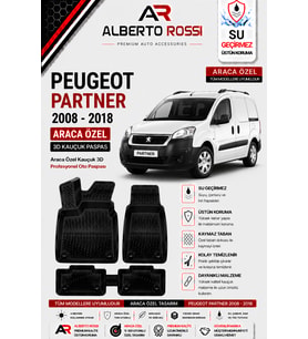 PEUGEOT PARTNER 2008 - 2018 Araca Özel Kauçuk 3D Profesyonel Oto Paspası
