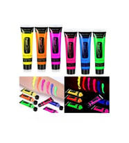 12 Adet Neonlu Glow Parti Yüz Boyası Karanlıkta Parlayan Fosforlu Vücut Boyama Krem Boya (Karışık)
