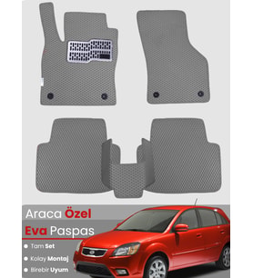 KİA RİO HATCHBACK (2005-2011) Uyumlu EVA Paspas Tam Set–Araca Özel,Kolay Montaj,Su Geçirmez