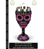 #Kadeh Gotik Hediyelik Day Of The Dead Şeker Kuru Kafa Tasarımlı 3D Çelik Kadeh Bardak Alk6513