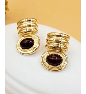 Kahverengi Marka Model Pirinç Gold Küpe