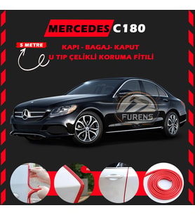 Mercedes C180 Oto Araç Kapı Koruma Fitili 5metre Parlak Kırmızı Renk