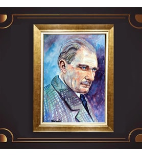 Özel Seri Paspartulu Çerçeveli Atatürk Tablo l661 (Gold)