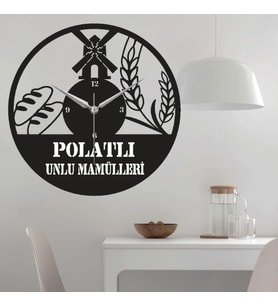 Fırın Unlu Mamüller Temalı Ahşap Duvar Saati