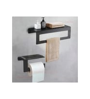 Modern Metal Raflı Banyo Havlu Askılığı Ve Tuvalut Kağıdı Askılığı Siyah 2'