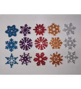 5 Farklı Renkte Kar Tanesi Simli Eva Ağaç Ve Hediye Süsü 8x8cm 15li
